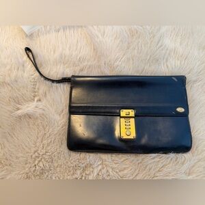Dunhill Black Leather Clutch with Gold Accents